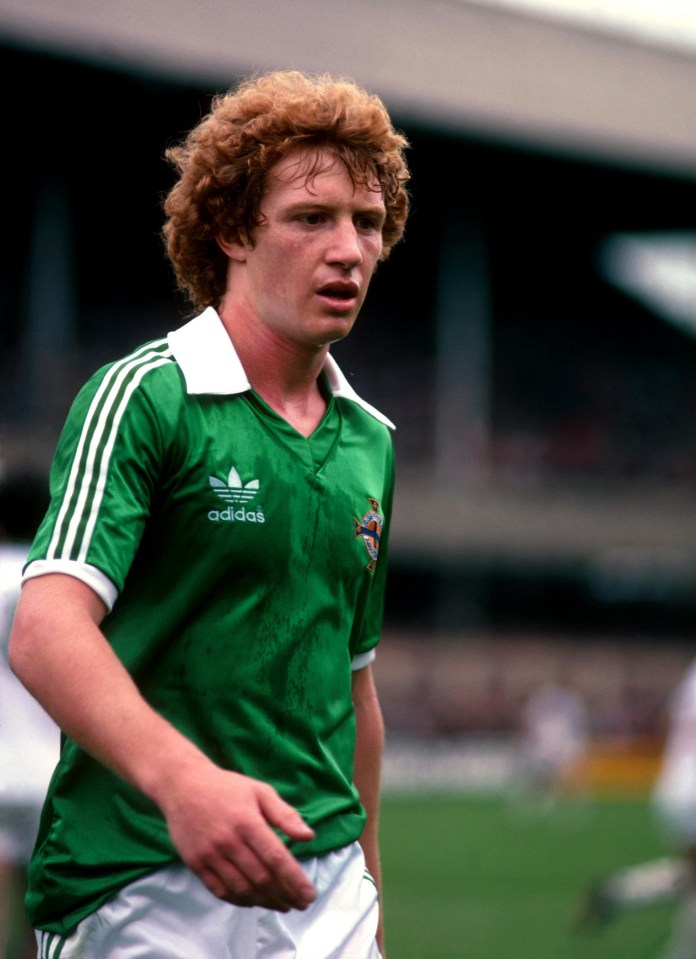 The flame haired full-back was capped 75 times by Northern Ireland