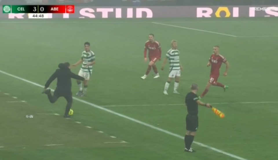 Rodgers booted the ball as it came towards his technical area at Hampden