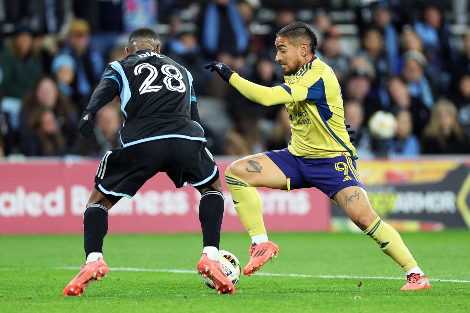 Cristian Arango (9) of Real Salt Lake in action against Minnesota United