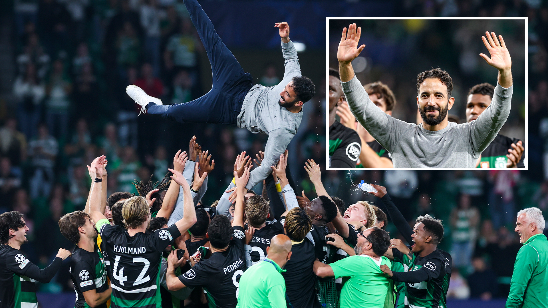 Watch Ruben Amorim say farewell with guard of honour as Sporting Lisbon boss narrowly avoids nasty bumps accident