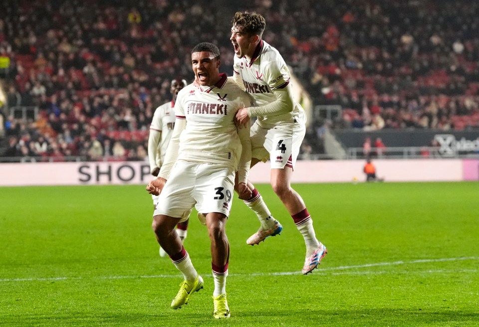 Sheffield United’s Ryan One (left) celebrates scoring their side’s first goal