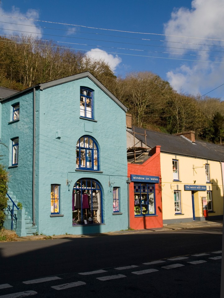 Pastel painted buildings in Solva's Main Street