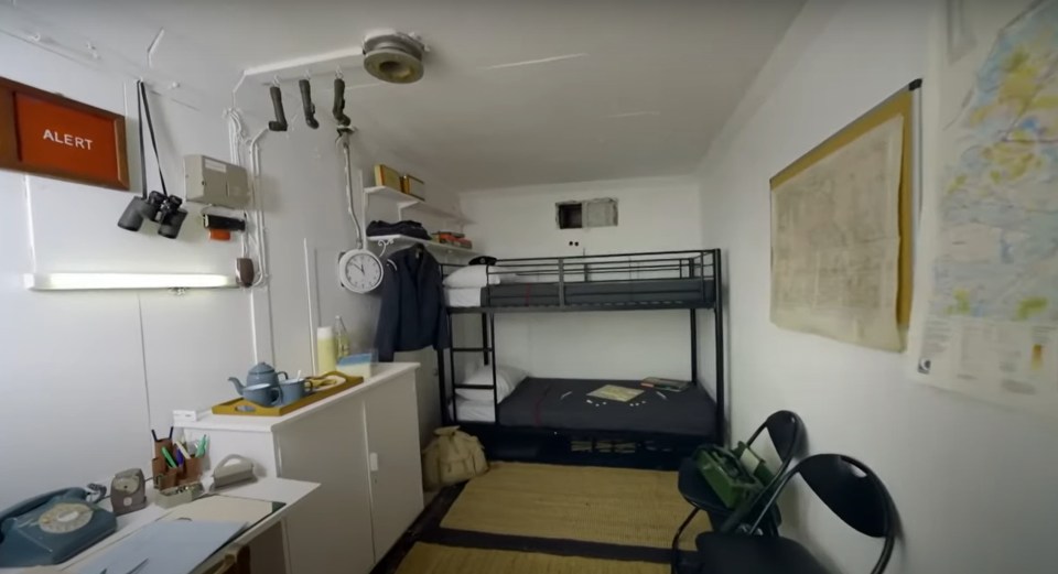 The nuclear bunker has been completely refurbished to its original condition by the current owner and features a bunk bed