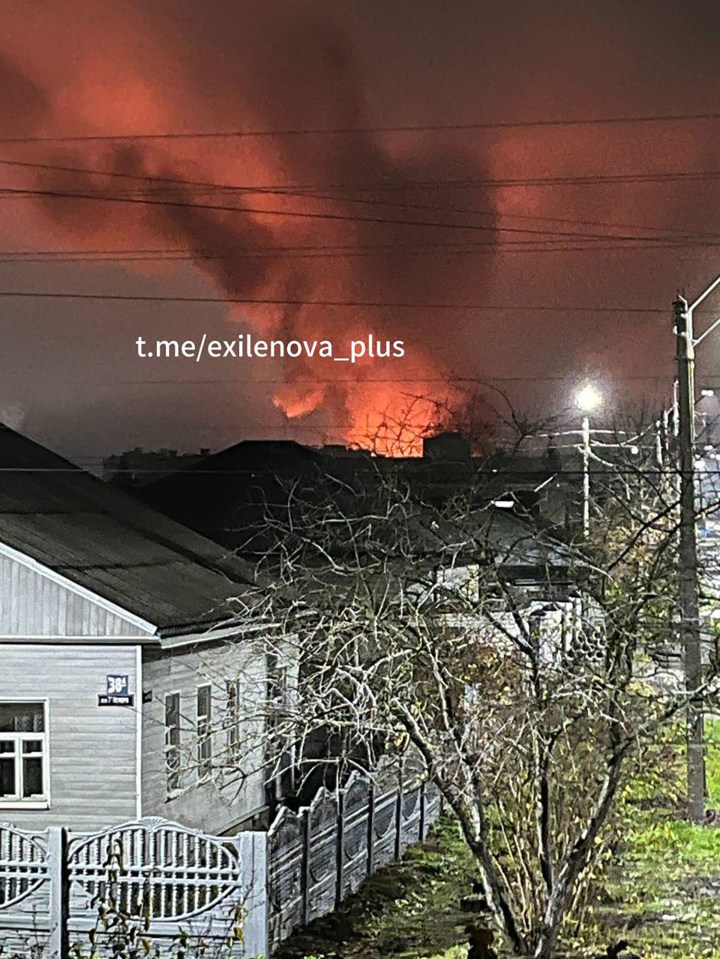 The huge inferno could be seen from nearby residential areas