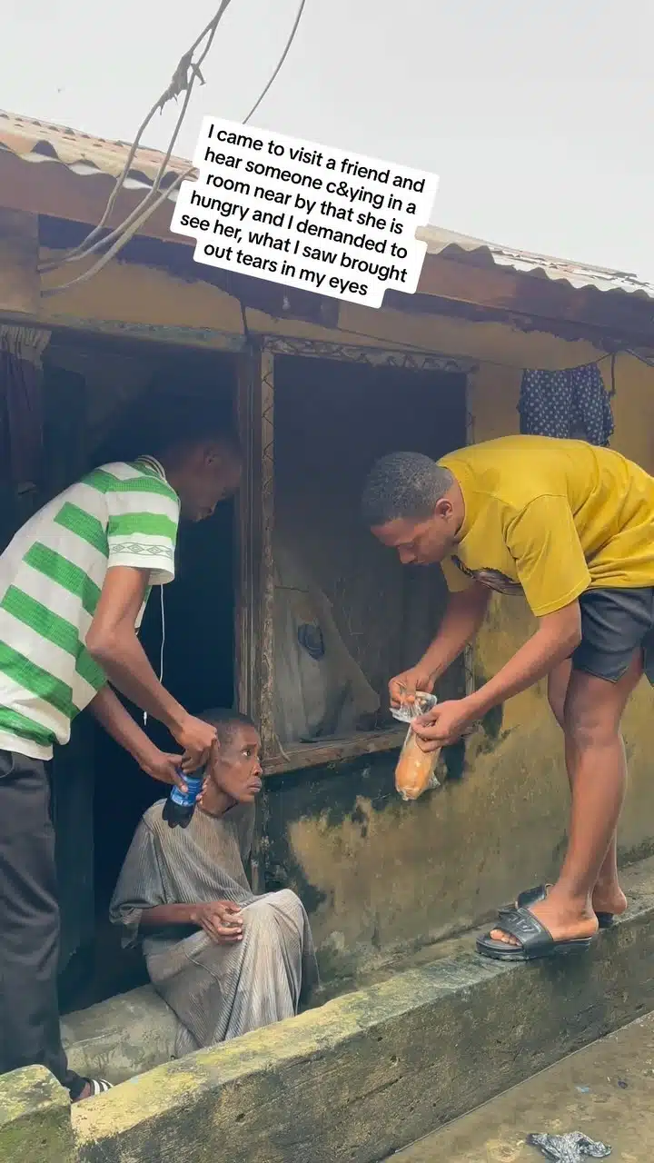 Man in tears after seeing living condition of a helpless woman