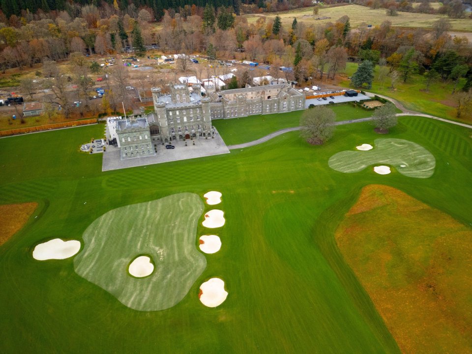 The castle has some incredible features, including its own golf course