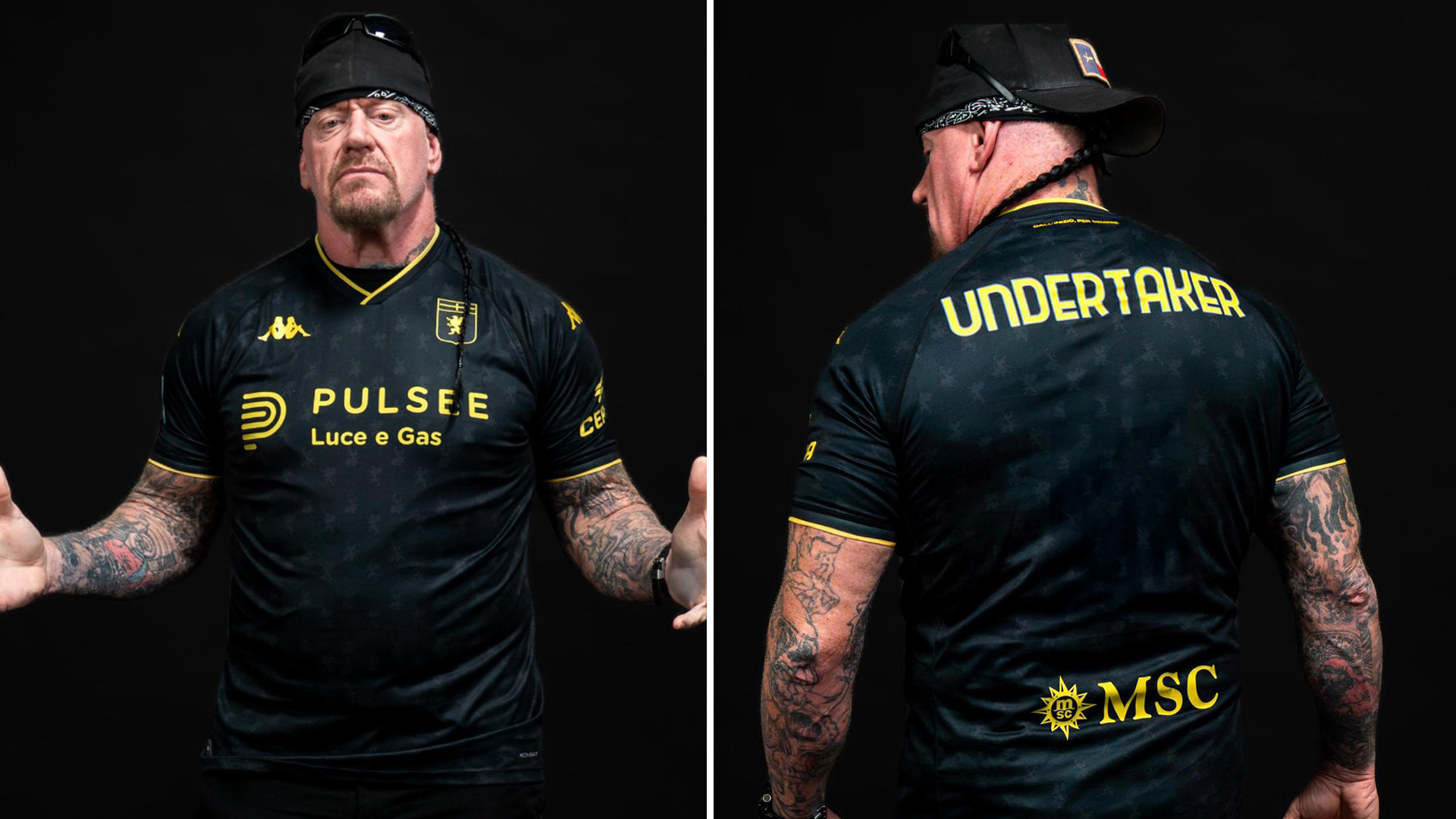 Fans can’t believe their eyes as WWE legend The Undertaker unveils Serie A minnows’ kit in ‘greatest collab ever’