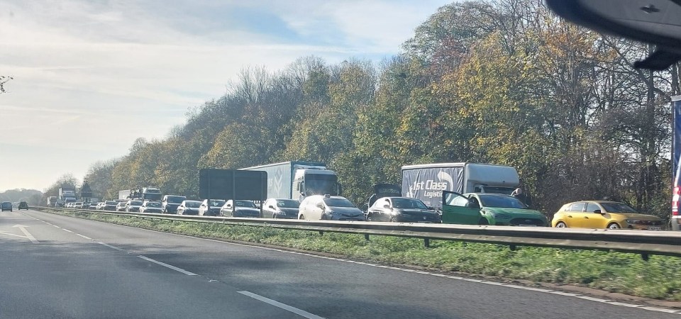 Traffic building up after the crash