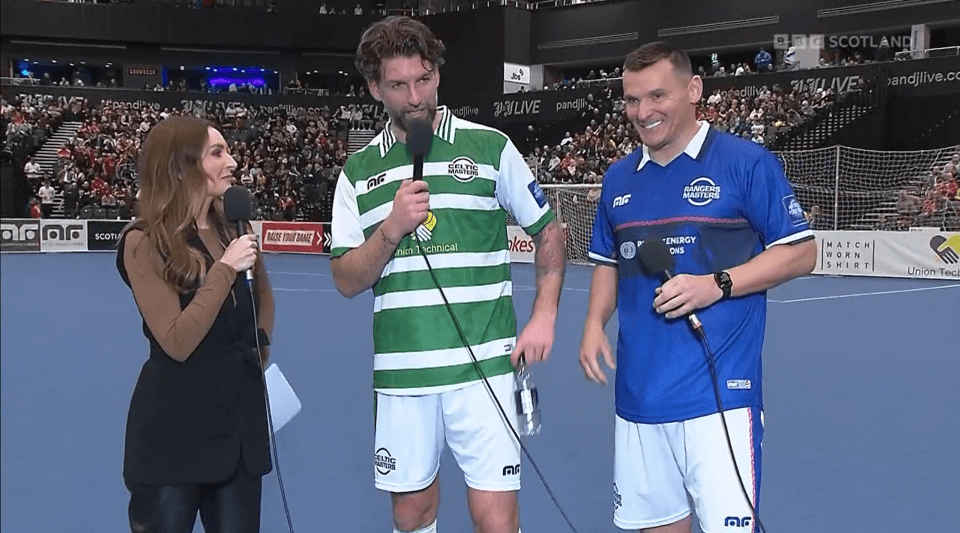 Connie McLaughlin interviews Charlie Mulgrew and Lee McCulloch during the event