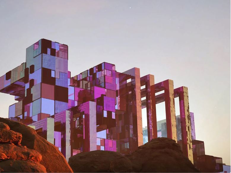 The futuristic panelled cubes will act as an extension of the Tuwaiq cliffs