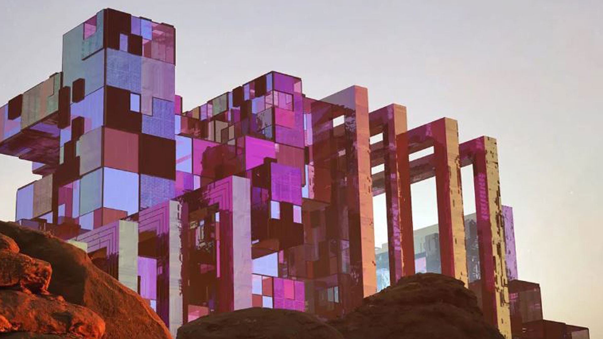 Inside futuristic Minecraft stadium built on a cliff and covered with LED screens that could host 2034 World Cup games