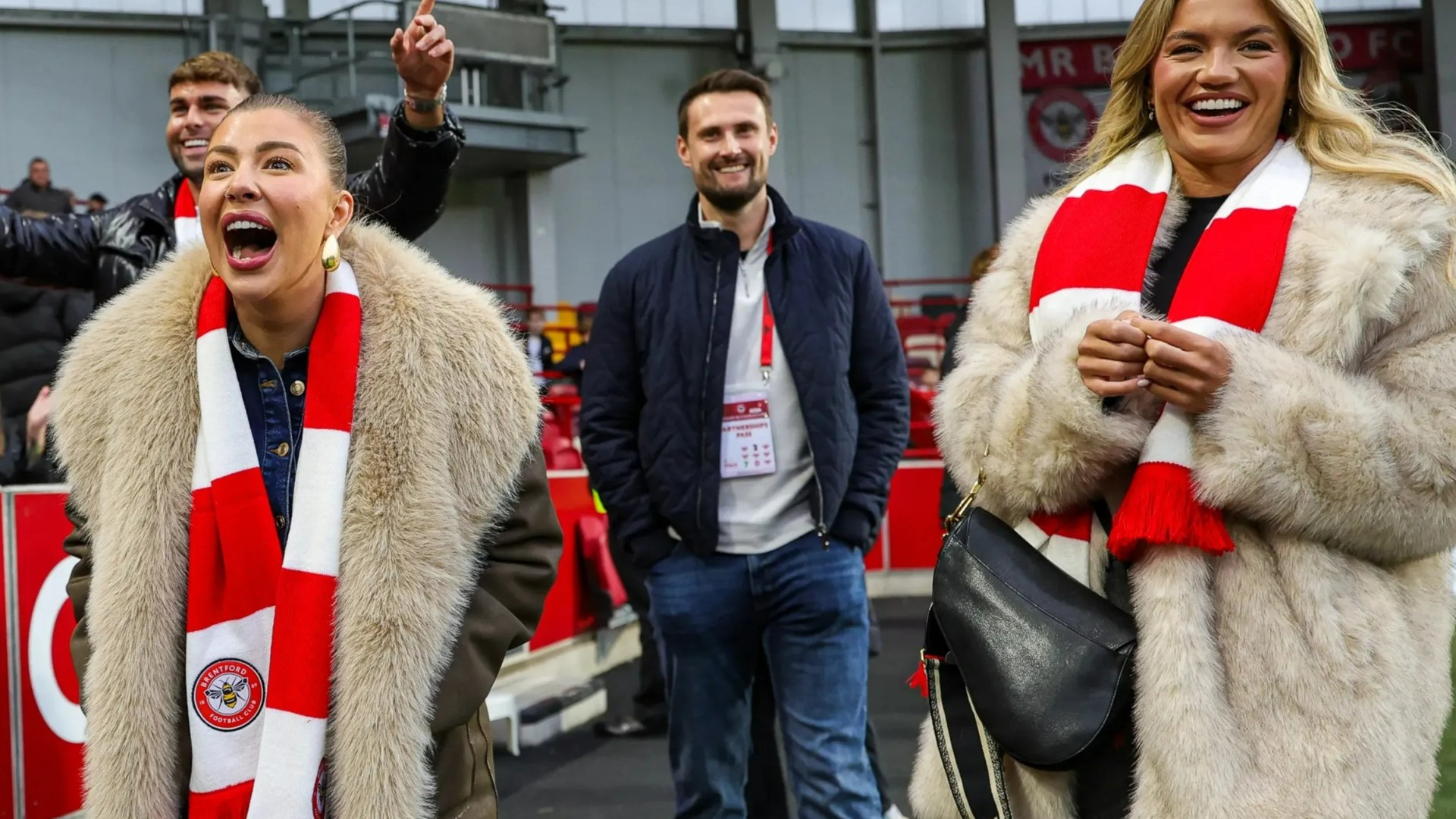 Love Island's Molly Smith and Olivia Bowen look glam in winter coats on day out at football match