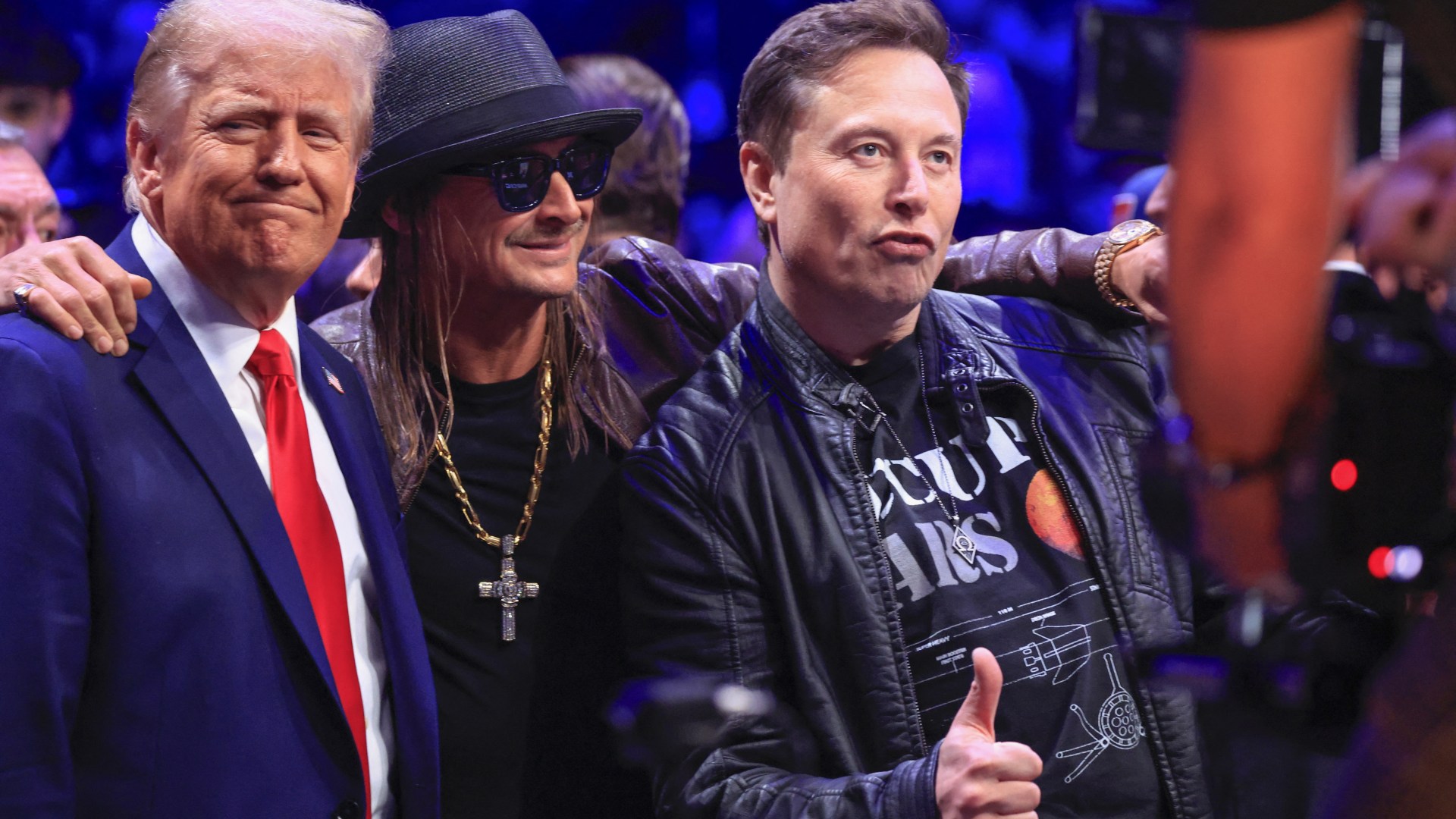 Donald Trump watches the UFC with Elon Musk & Kid Rock after a knockout election victory