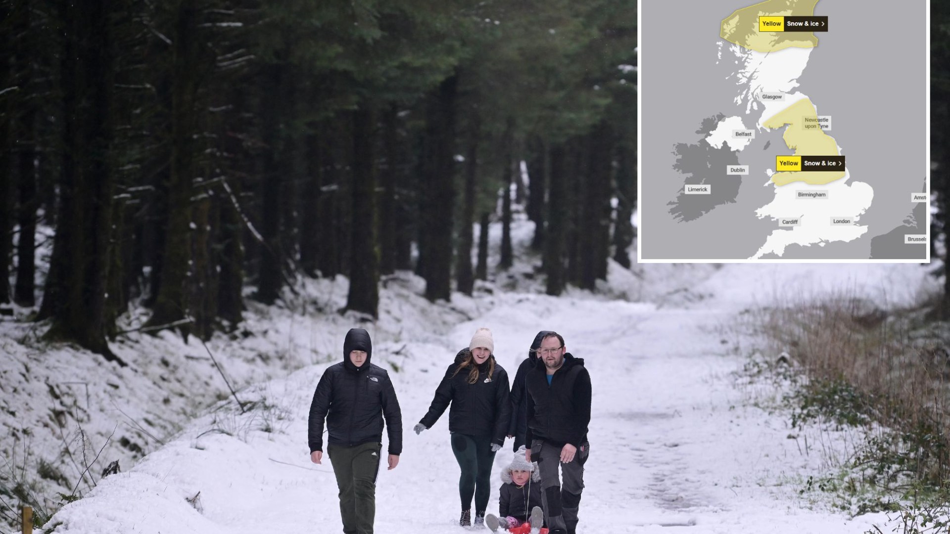 Met Office snow map reveals where Arctic chill will hit TODAY as cold health alerts begin & mercury plunges to -3C