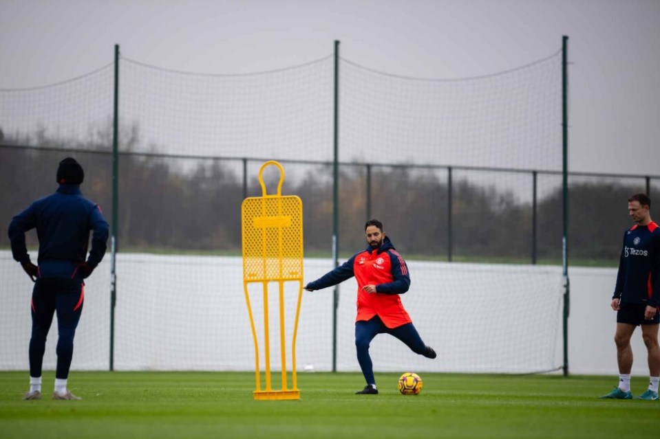 Amorim was keen to get involved with some of the ball drills