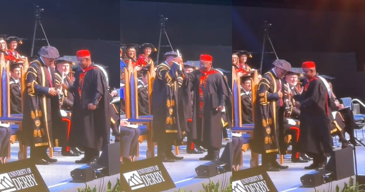 "Igbo people would be super proud of this moment" – Graduating student exchanges chieftaincy handshake with school official after receiving his degree (VIDEO)