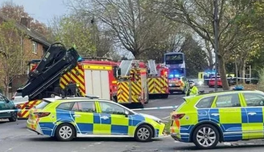 Emergency services at the scene of the crash in the Lawrence Weston area