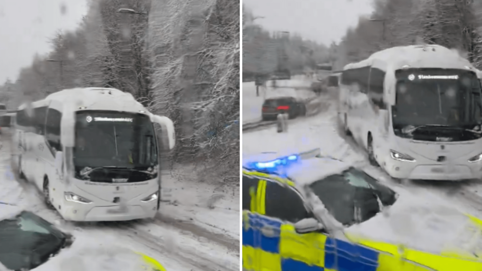 Shock moment SPFL team coach gets STUCK in the snow amid Storm Bert travel chaos