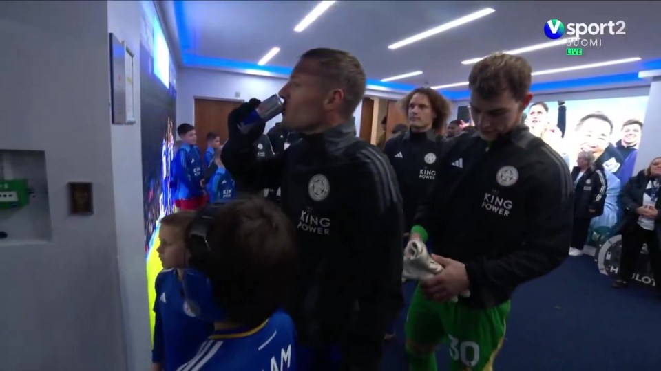 Footage of Vardy knocking back his pick-me-up went viral