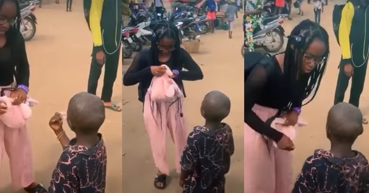 "I no dey say thank you for ₦100" – Young boy refuses to show appreciation after receiving ₦100 (WATCH)