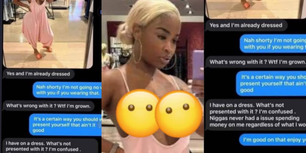 Lady sparks internet debate as man cancels date over her revealing outfit 