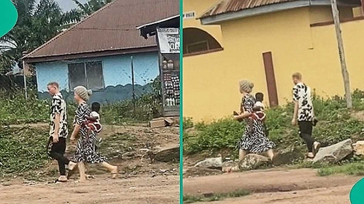 Albino Couple Goes Viral after They Were Spotted Walking on Road with Cute Dark-skinned Child