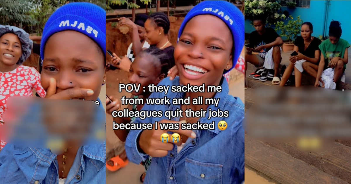 "Association of j0bless girls" – Netizens react as girl shares how her friends qu!t their jobs because she was s@cked (WATCH)