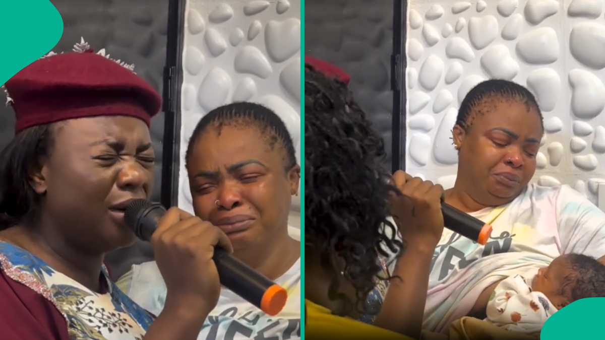 Dayo Amusa Bursts Into Tears As Yinka Alaseyori Sings to Welcome Her and 1st Child at 41