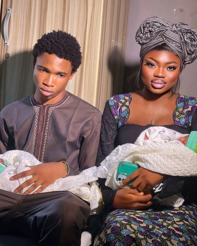 Mixed reactions as father of twins looks unhappy on naming ceremony