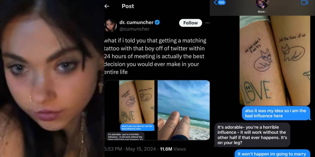 Lady gets matching tattoo with new boyfriend, barely 24 hours into relationship