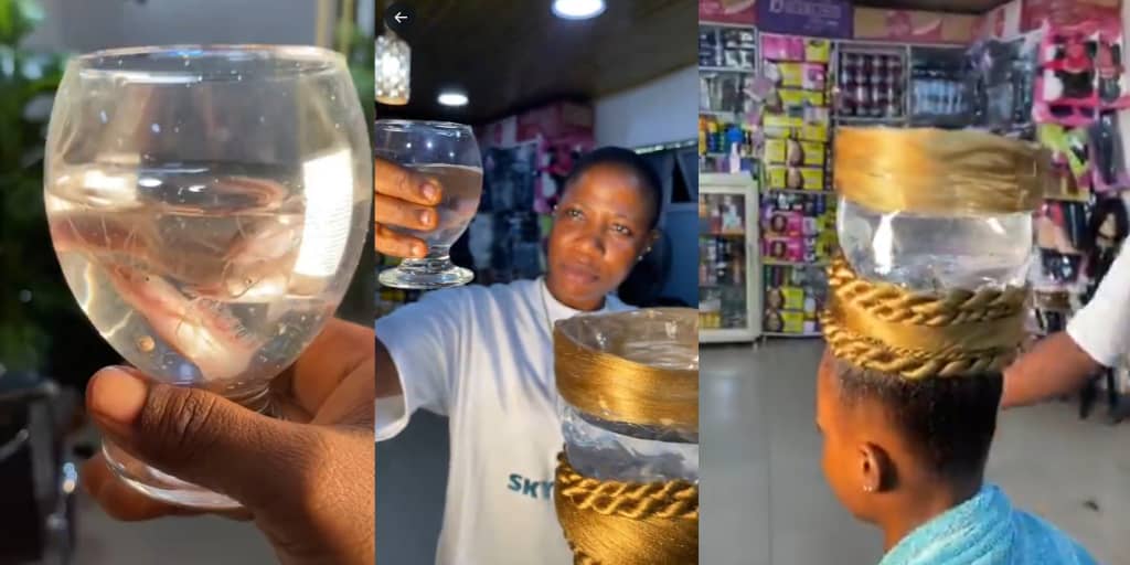 Lady introduces fish pond hairstyle with live fish and water effects