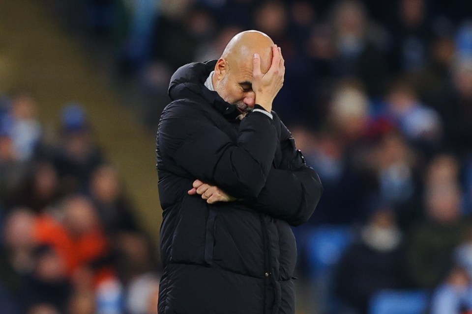 Pep Guardiola was left with his head in his hands and remains winless in six games after his side collapsed in the final stages