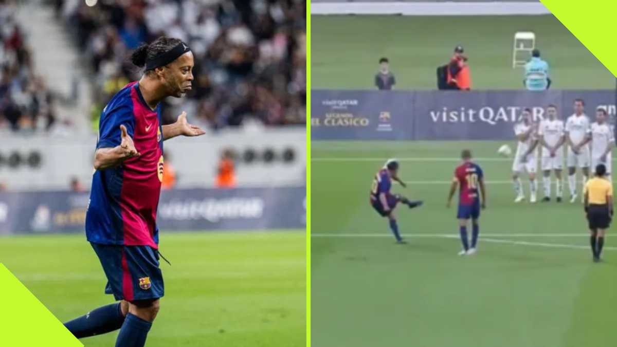 Ronaldinho Scores Trademark Free-Kick in El Clásico Legends Clash