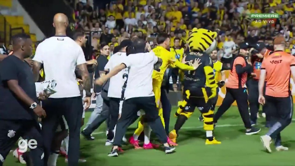 The mascot was pushed by Corinthians players