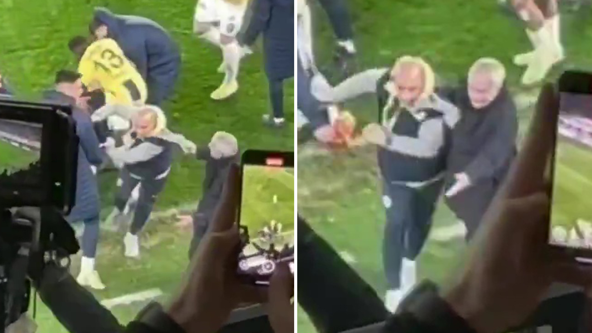 Jose Mourinho wildly drags his own Fenerbahce assistant by his hood and shoves him away during bizarre goal celebration