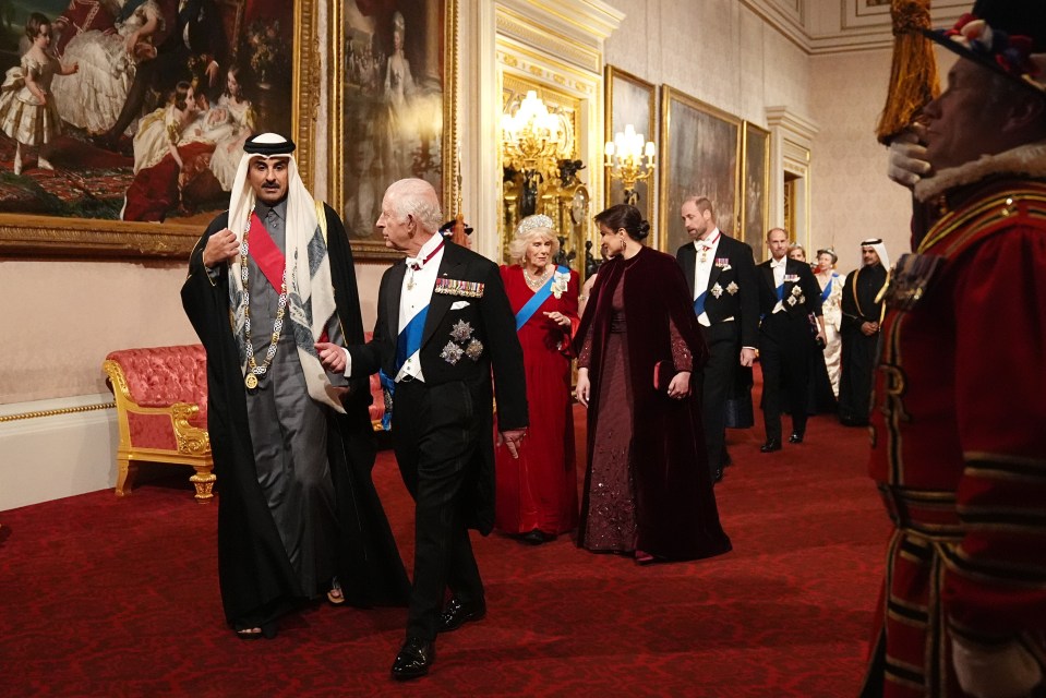 King Charles with the Emir of Qatar Sheikh Tamim bin Hamad Al Thani