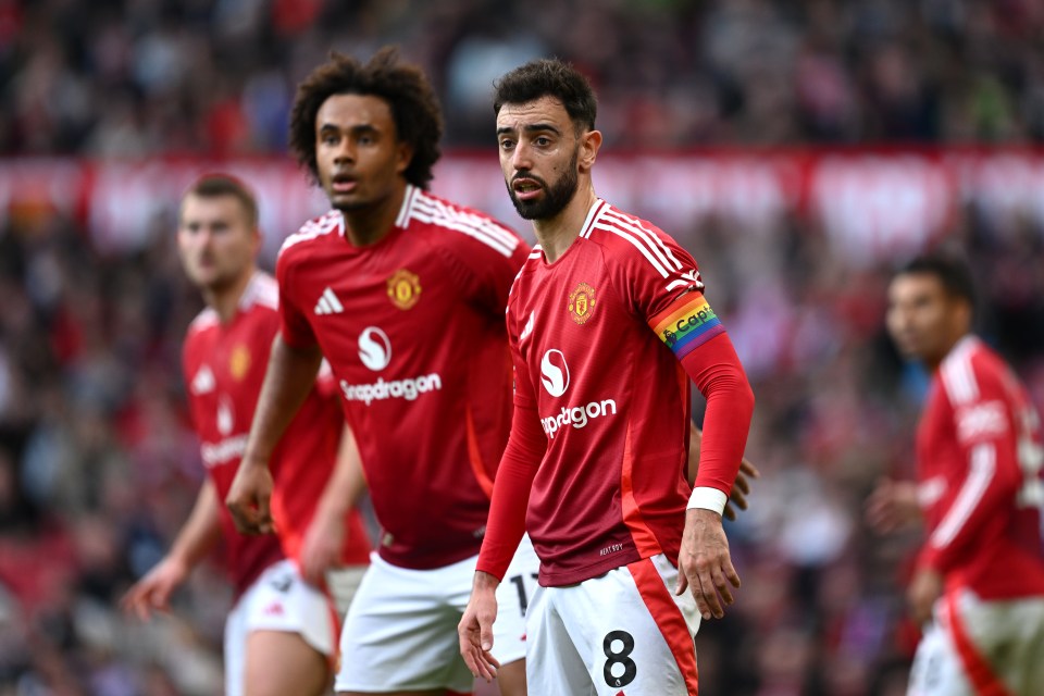 His Man Utd team-mates chose not to wear the jacket with him, but captain Bruno Fernandes wore a Rainbow Laces armband during the match