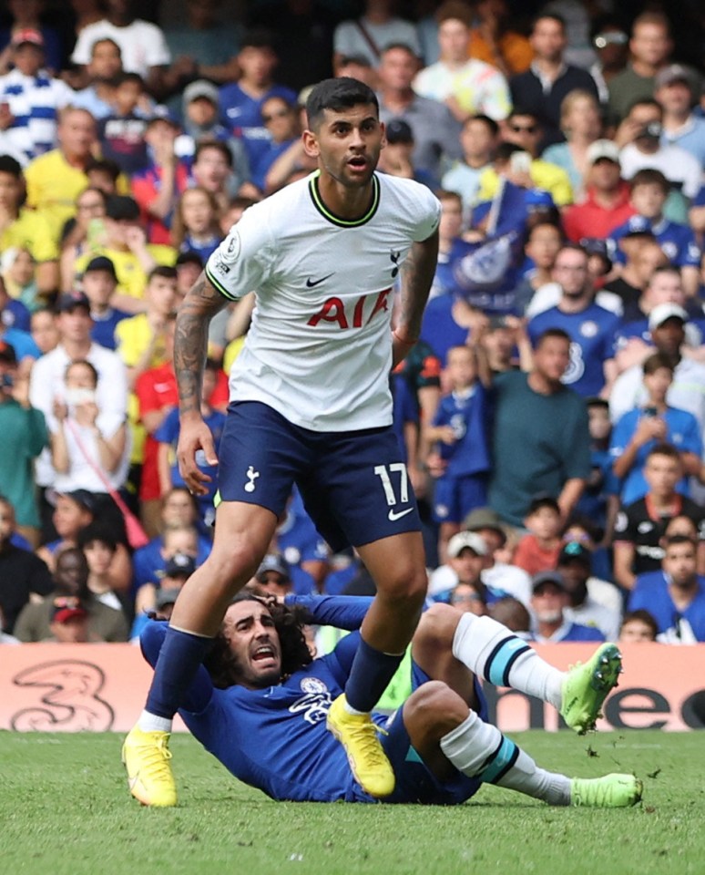 Romero somehow wasn't punished for the foul, which moments before Spurs equalised