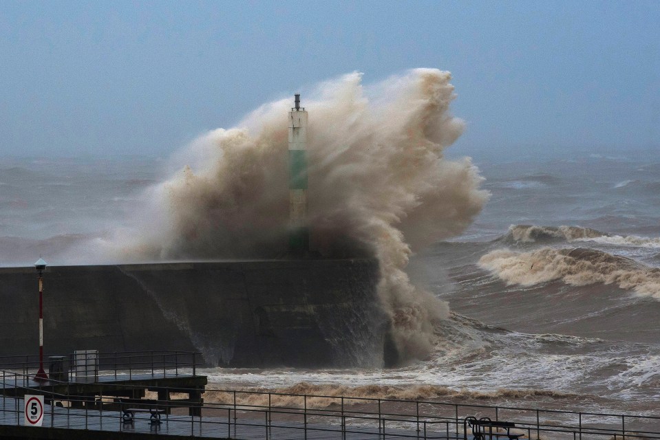 A monster wave batters Aberystwyth