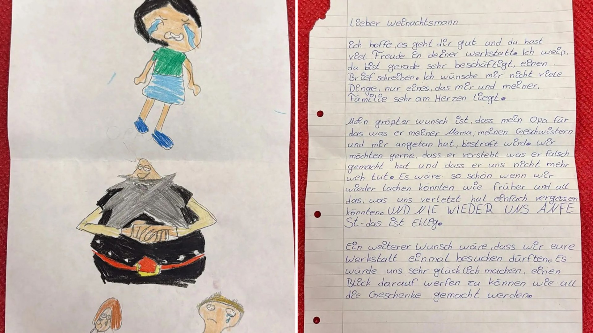 Girl begs Santa to stop her grandpa molesting her for Christmas in heartbreaking wish list - & includes sinister drawing