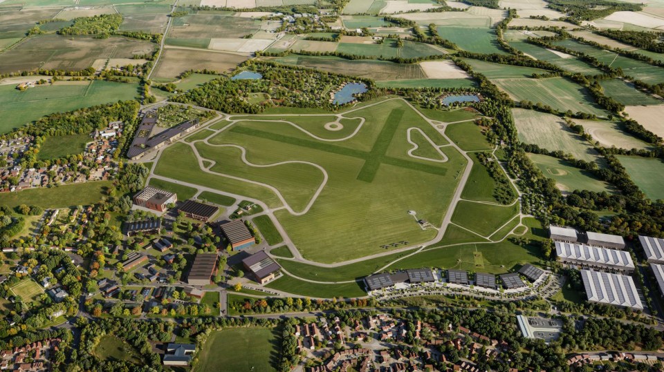 Aerial views of the plans for the airfield which will be the new home of Electric Vertical Take-Off and Landing aircraft