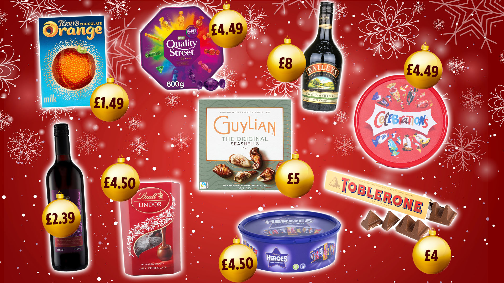 Cheapest supermarket to buy Christmas essentials including Bailey's, Quality Street and Roses