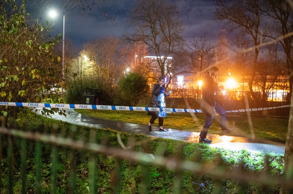 Police sealed off the scene, and are now searching for three men in relation to the incident