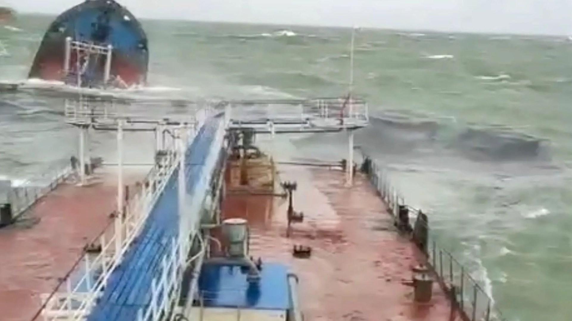 Humiliation for Putin as Russian oil tanker splits in two killing at least one sailor & 2nd ship is damaged in Black Sea