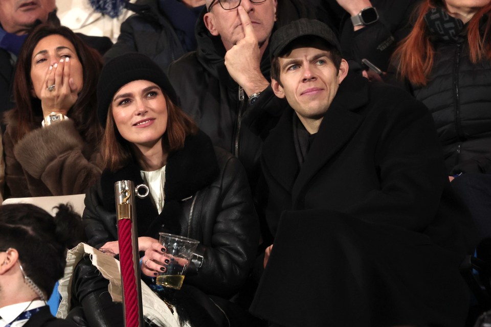 Keira Knightley and James Righton were also at a 2-0 win over Roma