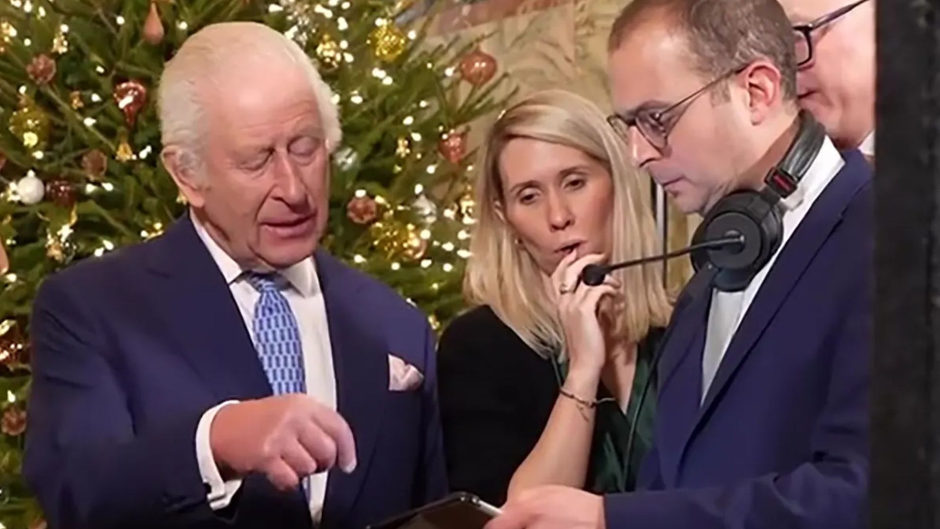 Fascinating behind-the-scenes footage of King Charles' Christmas speech shows him getting hands-on