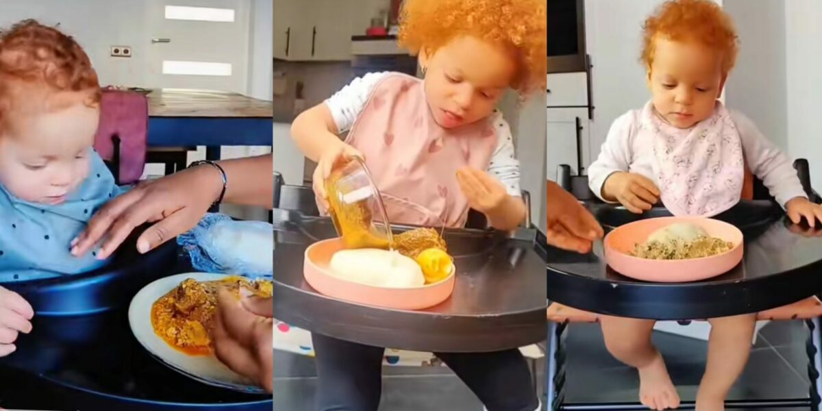 Abroad-based mom cries out as baby insists on eating only fufu and soup