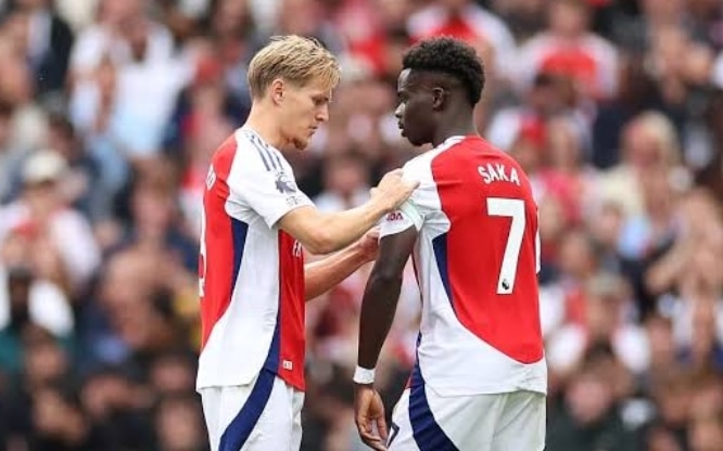 Martin Odegaard and Bukayo Saka