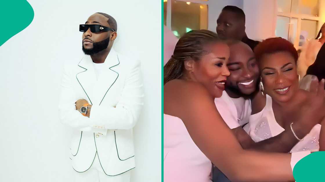 Fans react to video of Davido with Burna Boy’s mother at Tony Elumelu’s all-white party