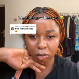 Lady draws attention as she reveals damage from lip blush procedure